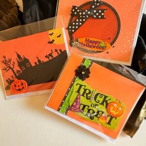 Halloween Greeting Card Set - Orange and Black